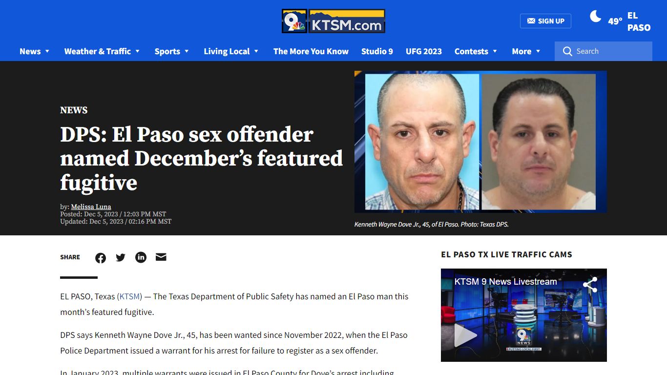 DPS: El Paso sex offender named December’s featured fugitive